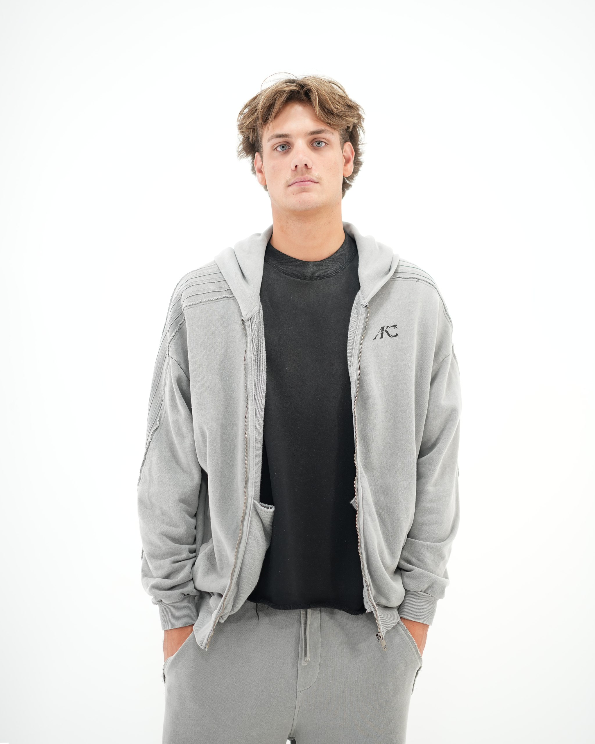 Vintage Wash Raw Oversized Hoodie