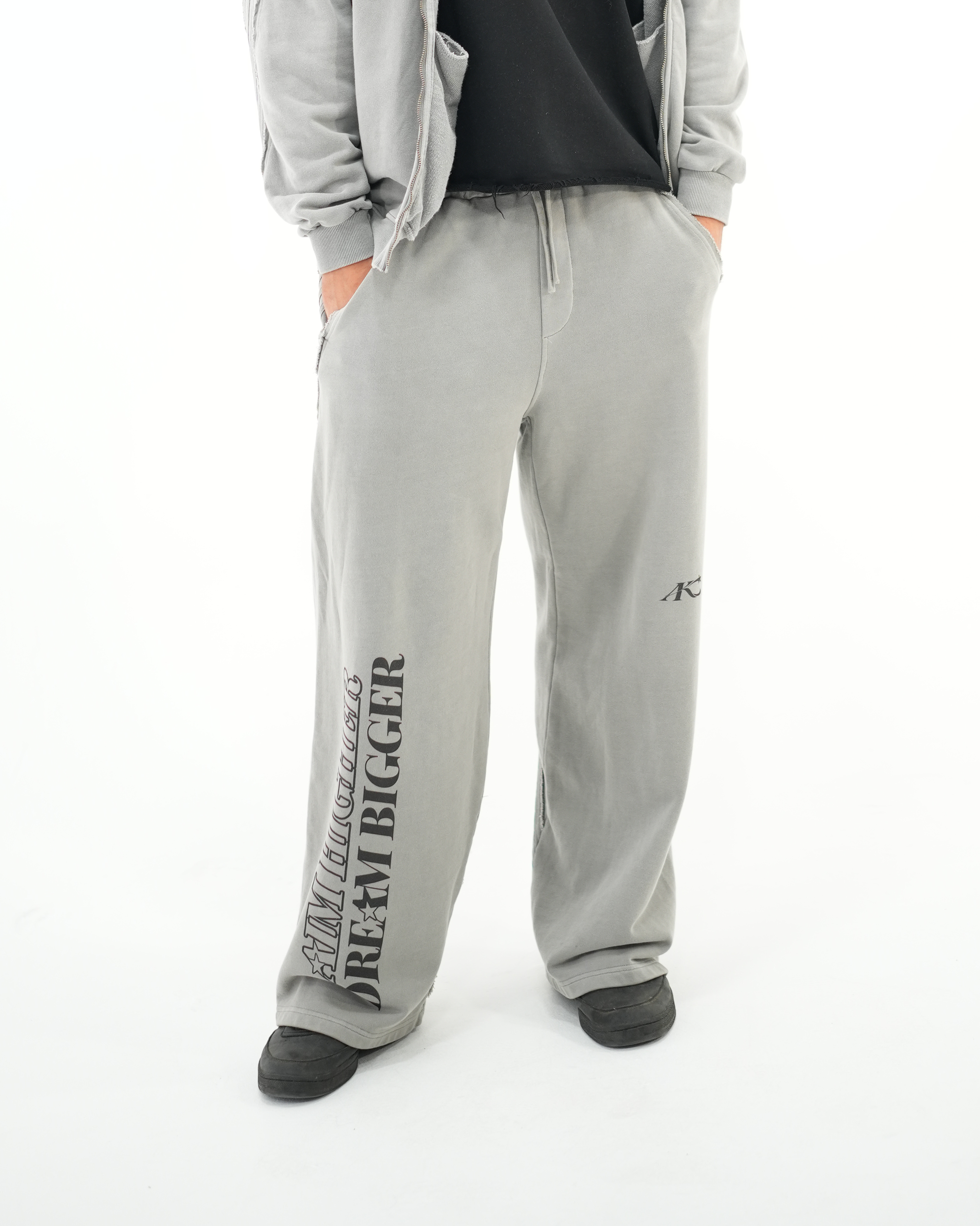 Vintage Wash Raw Wide Leg Sweatpants