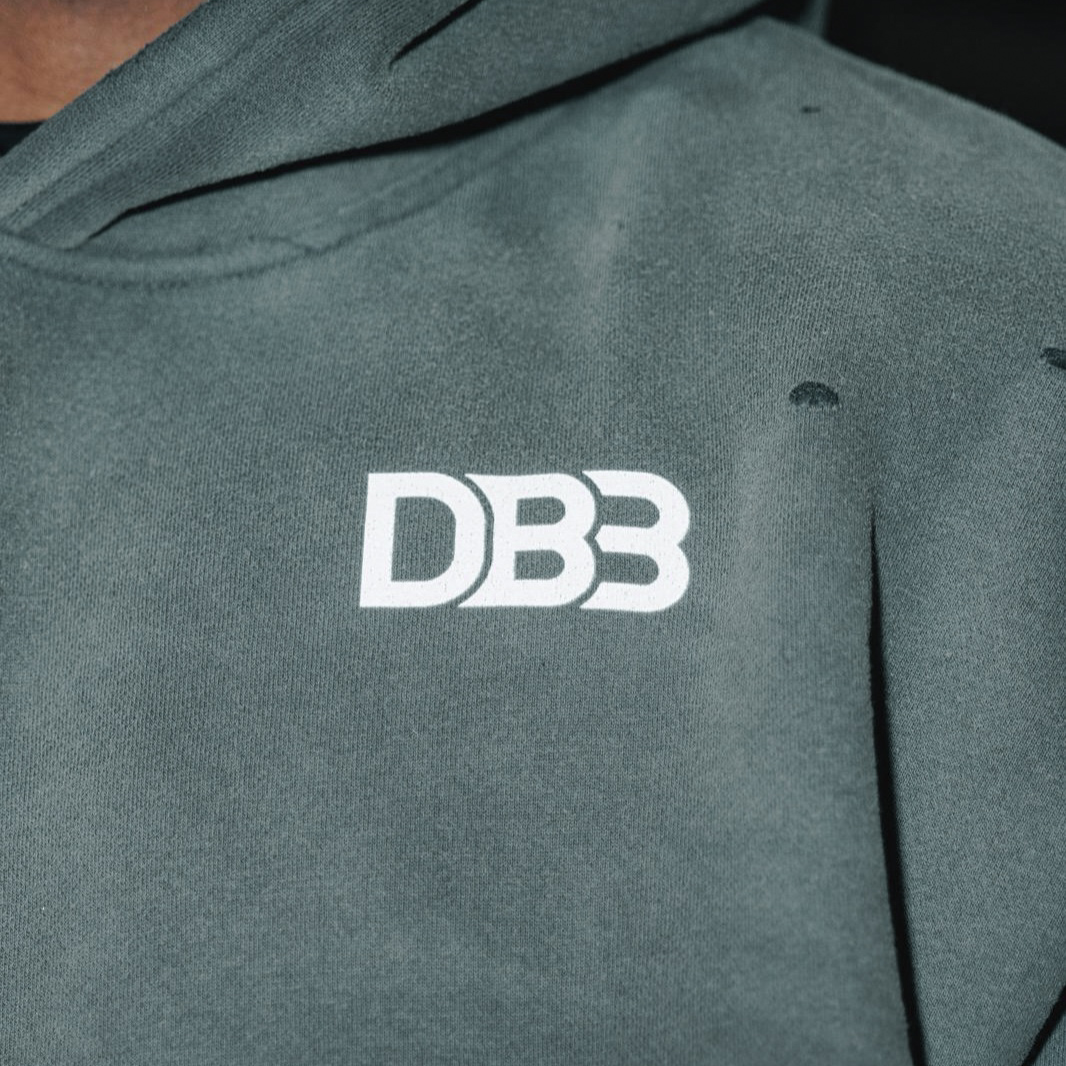 Keyshawn Davis wearing boxy gray DB3 Distressed Hoodie