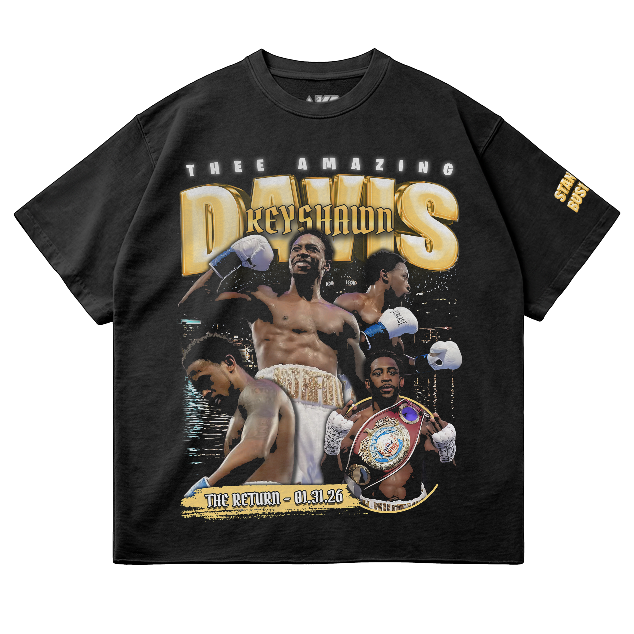 Keyshawn Davis "The Return" Faded Black Oversized Supporter Tee - Front