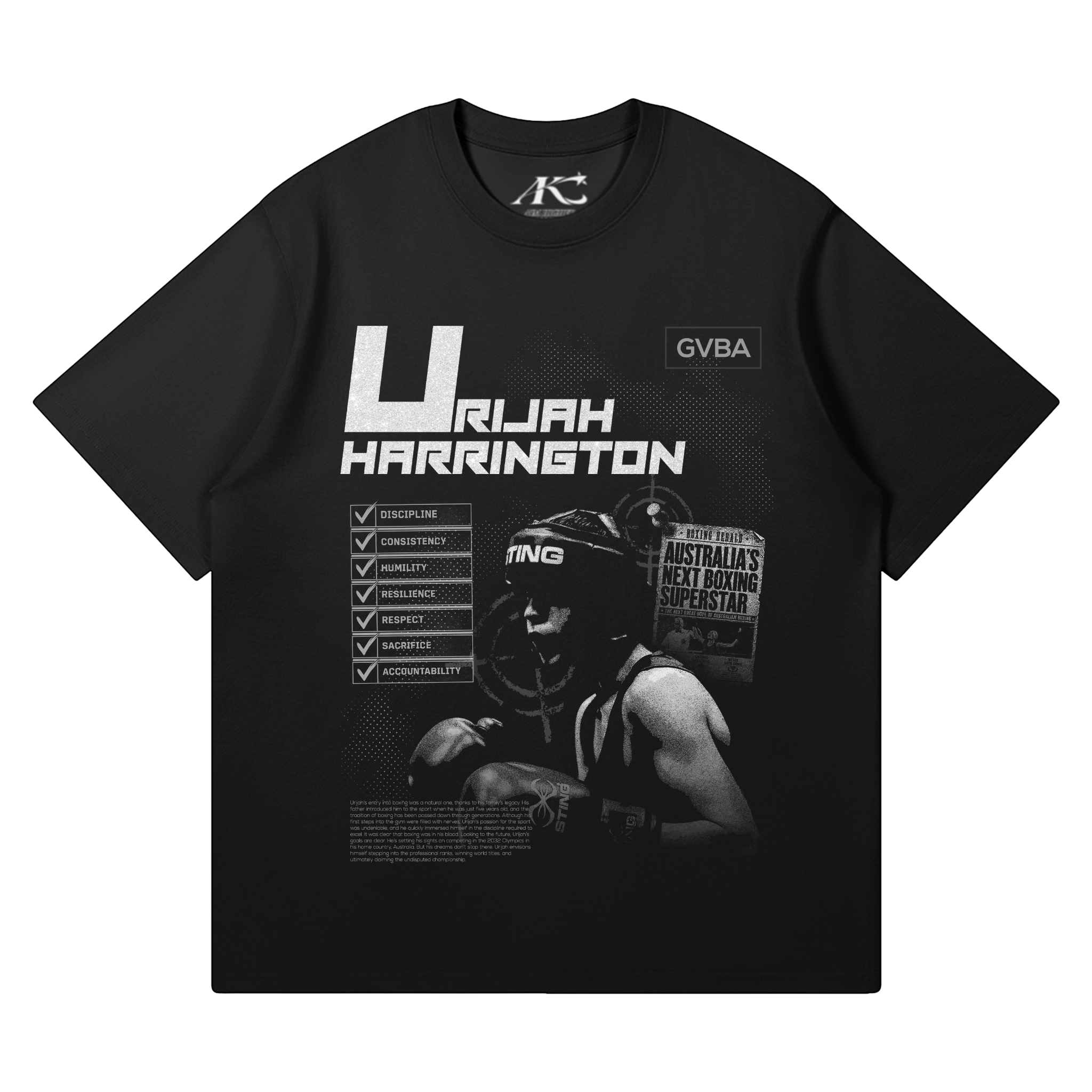 Urijah Harrington Black Supporter Tee - Front