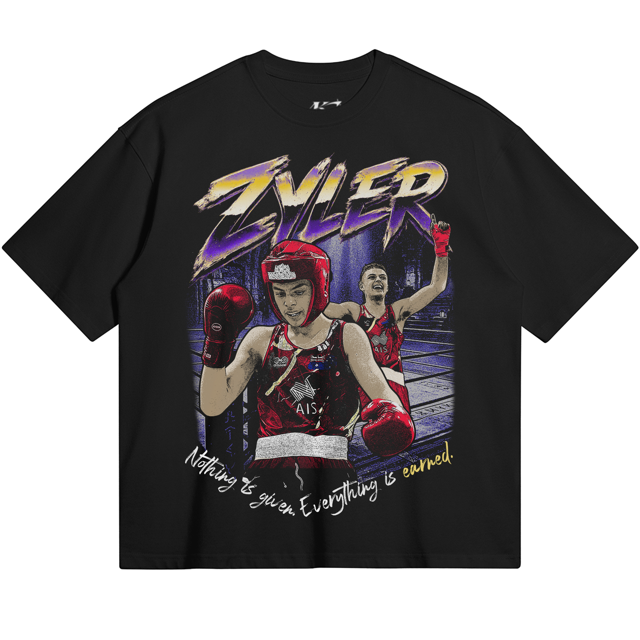 Zyler Feenan Black Oversized Supporter Tee - Front