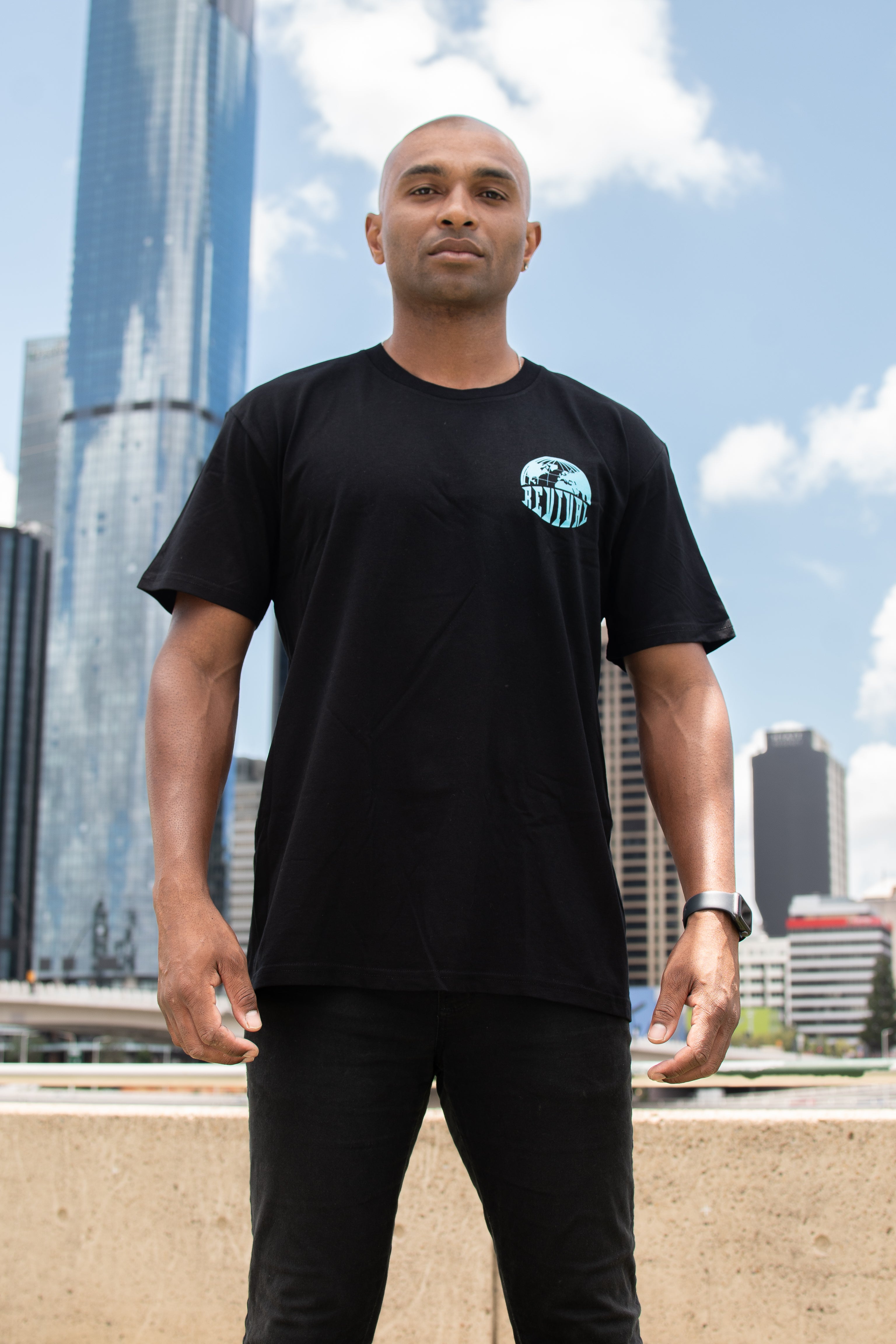 Model wearing Cheap Premium T-Shirt