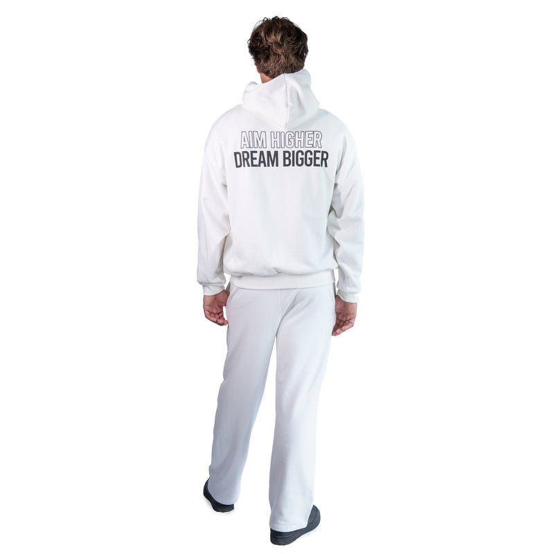 AKC Core Minimalist White Hoodie on Model - Back Full-Body Shot