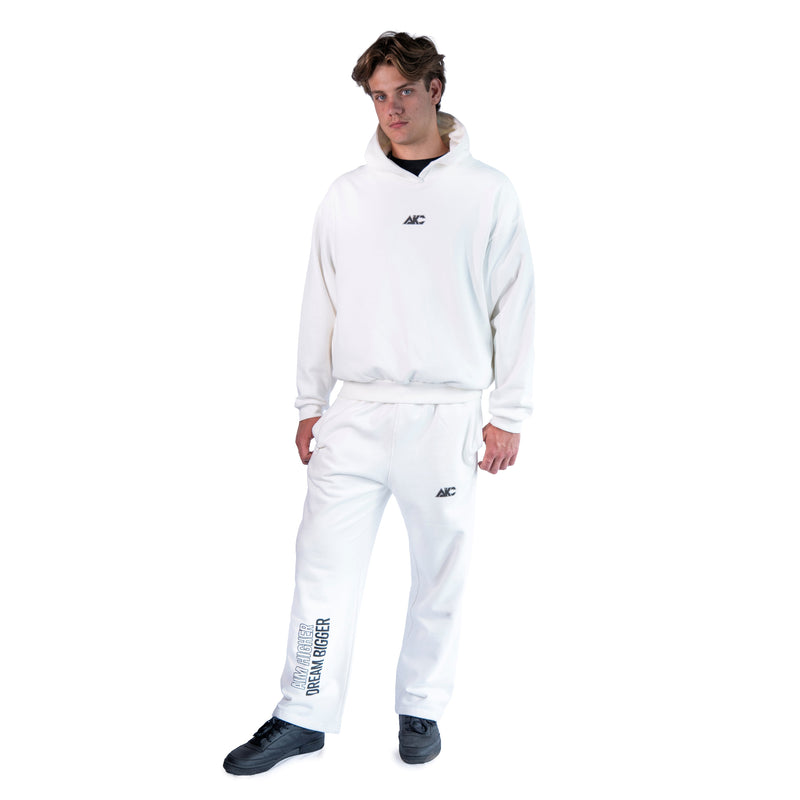 AKC Core White Relaxed Sweatpants on Model - Front Full-Body Shot