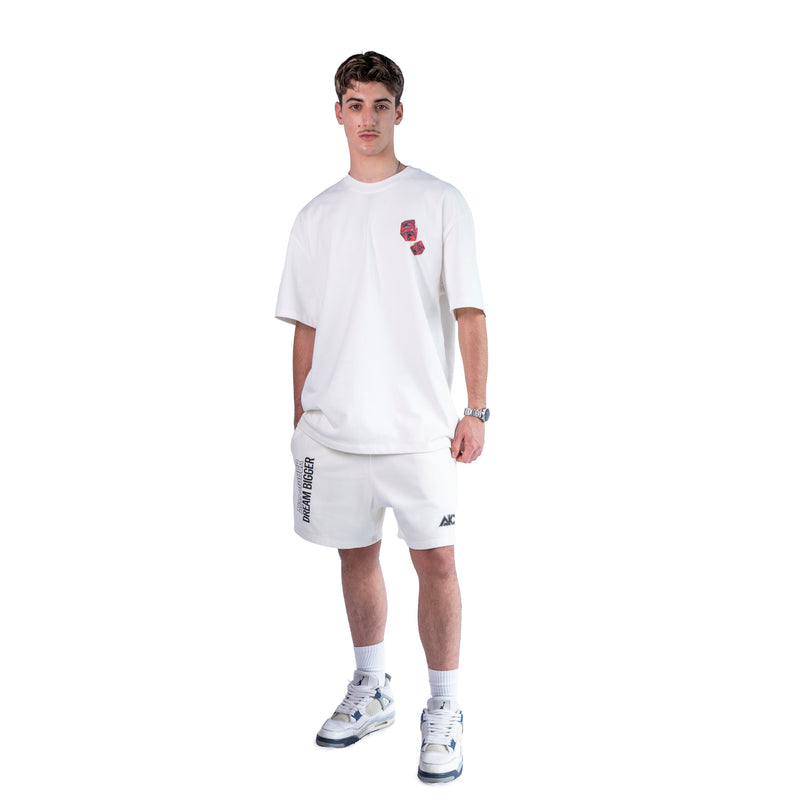 AKC Graphic Dice White Tee on Model - Front Full-Body Shot