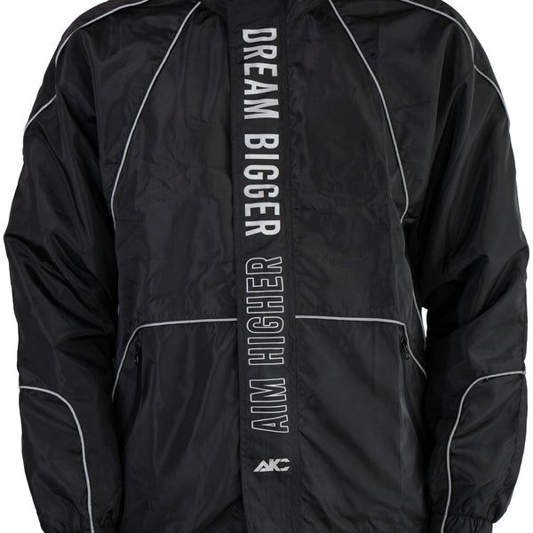 AKC Nightfall Reflective Jacket Worn by Model - Front Close-Up Shot