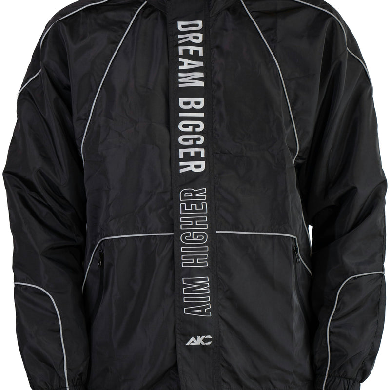 AKC Nightfall Reflective Jacket Worn by Model - Front Close-Up Shot