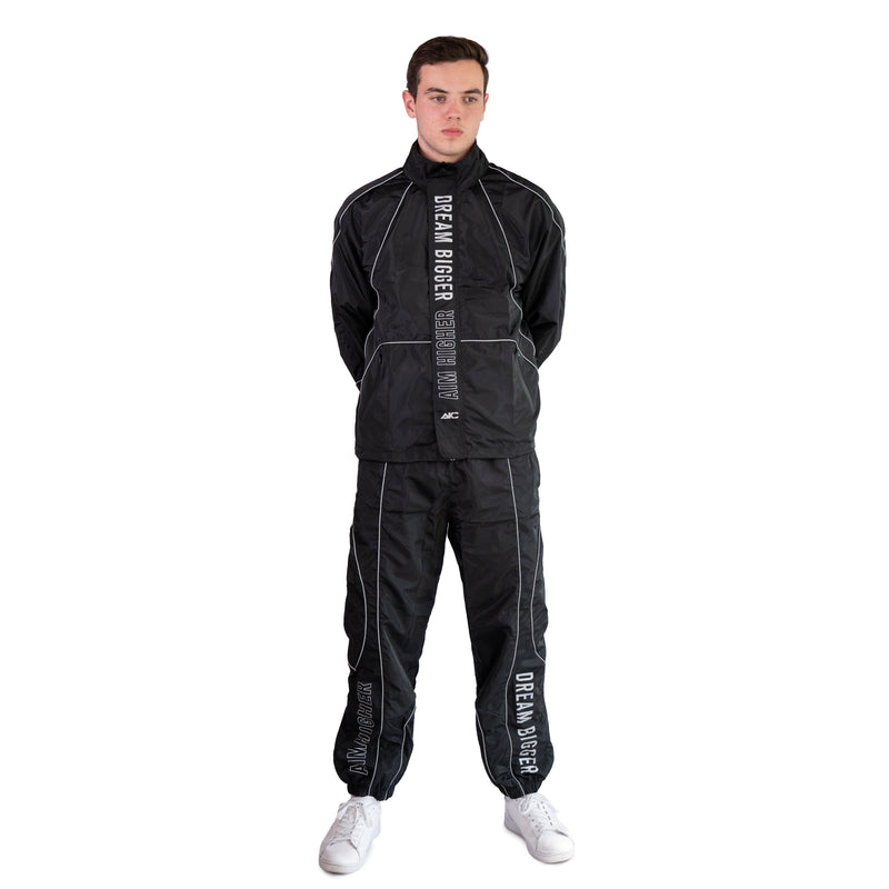 AKC Nightfall Reflective Windbreaker Jacket and Pants Combo on Model - Front Full-Body Shot