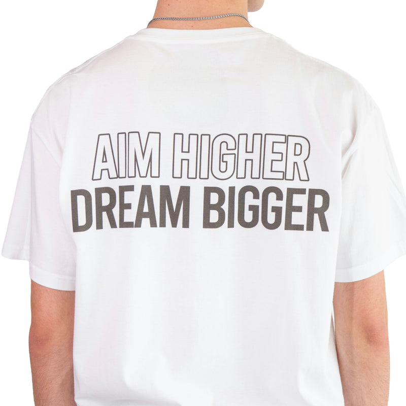 AKC Standard White Simplistic T-Shirt Worn by Model - Back Close-Up Shot