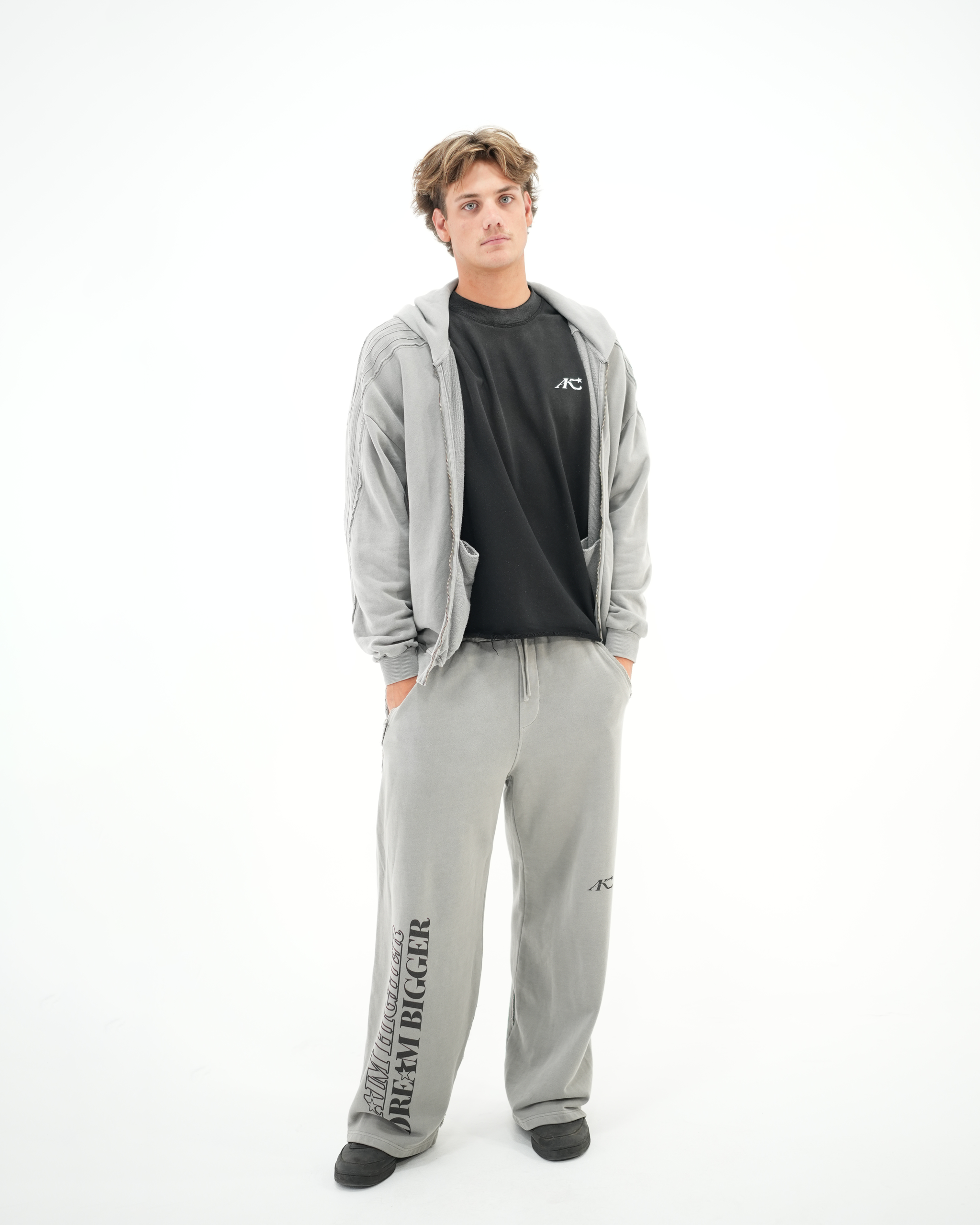 Vintage Wash Raw Wide Leg Sweatpants