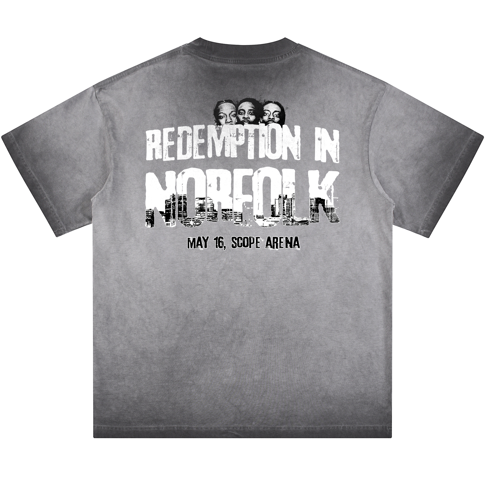 DB3 "Redemption" Gray Reverse-Dyed Washed Supporter Tee - Back