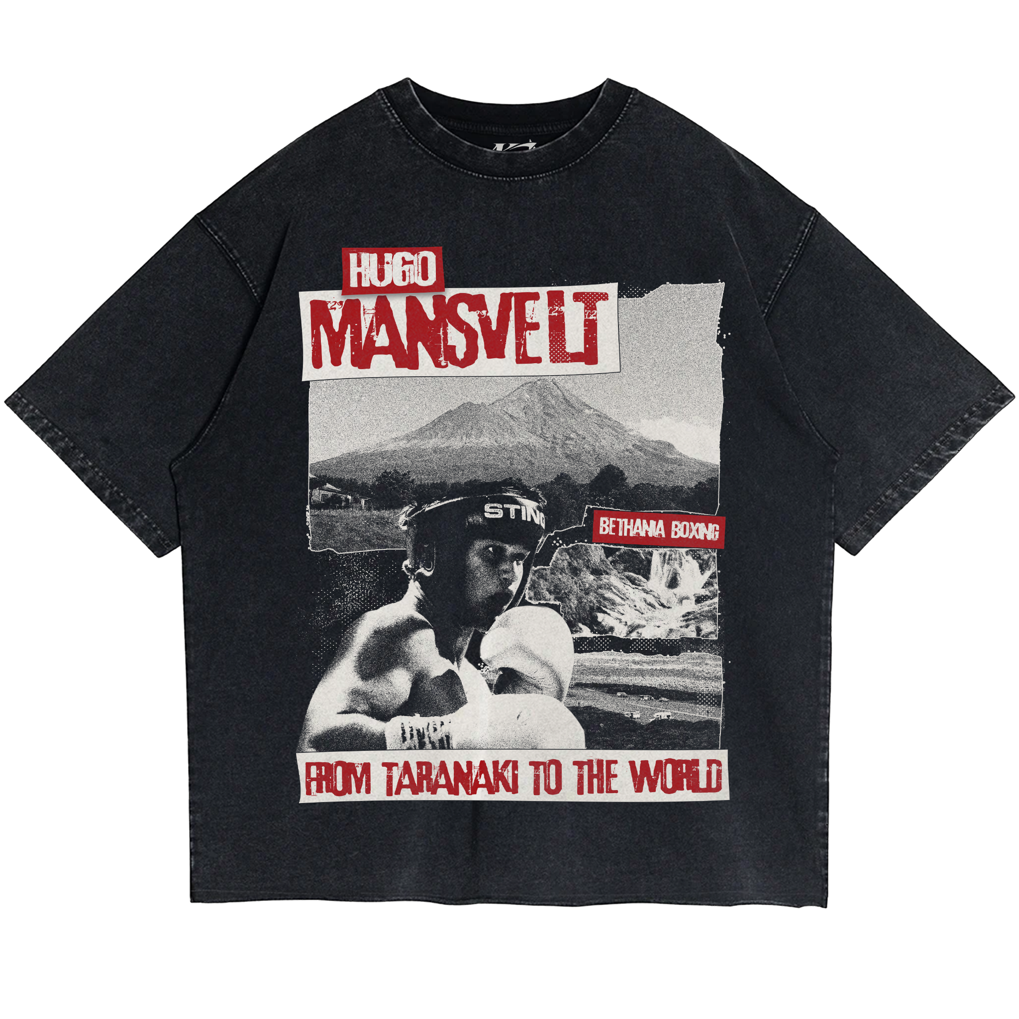 Hugo Mansvelt Black Faded Oversized Supporter Tee - Front