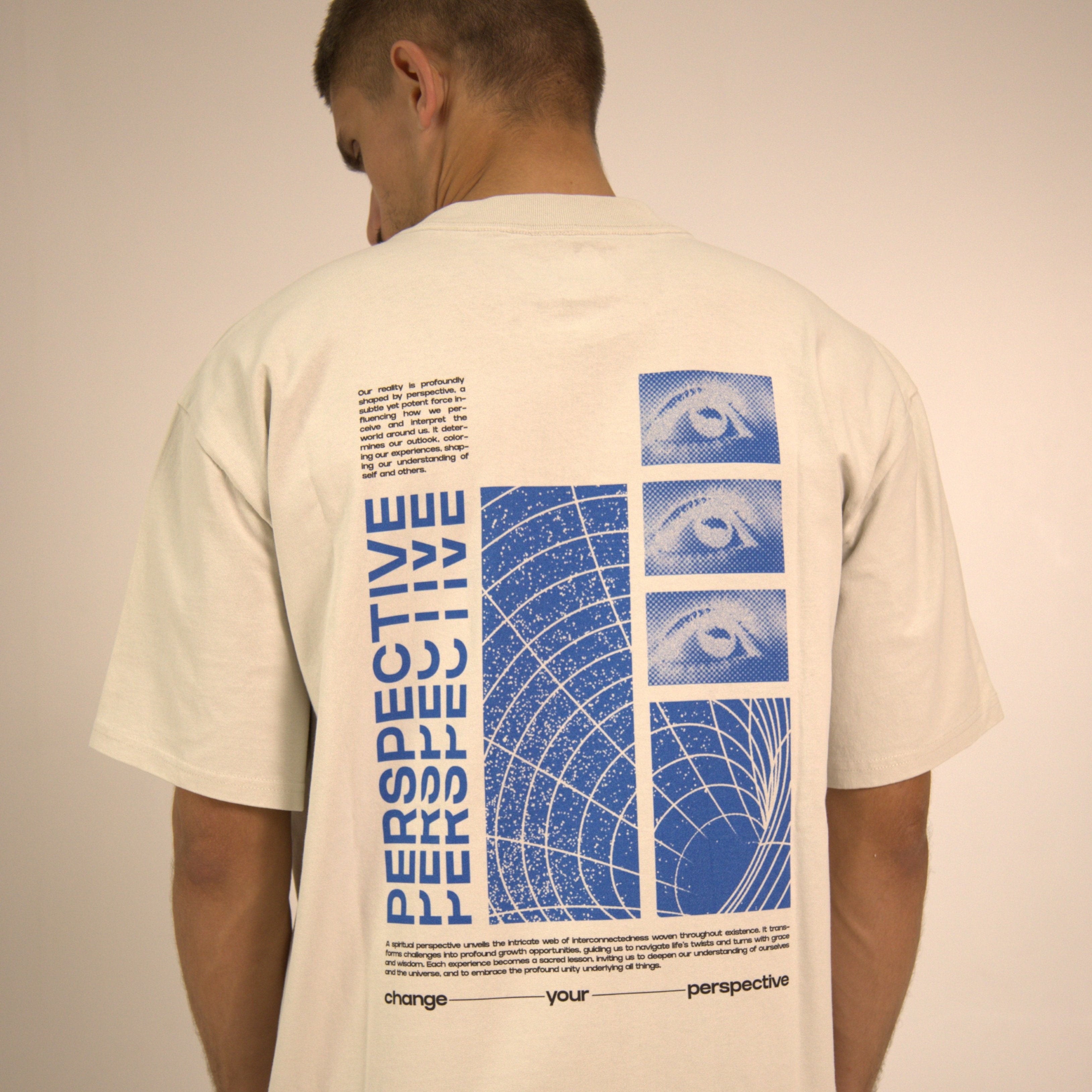 Model wearing white streetwear t-shirt