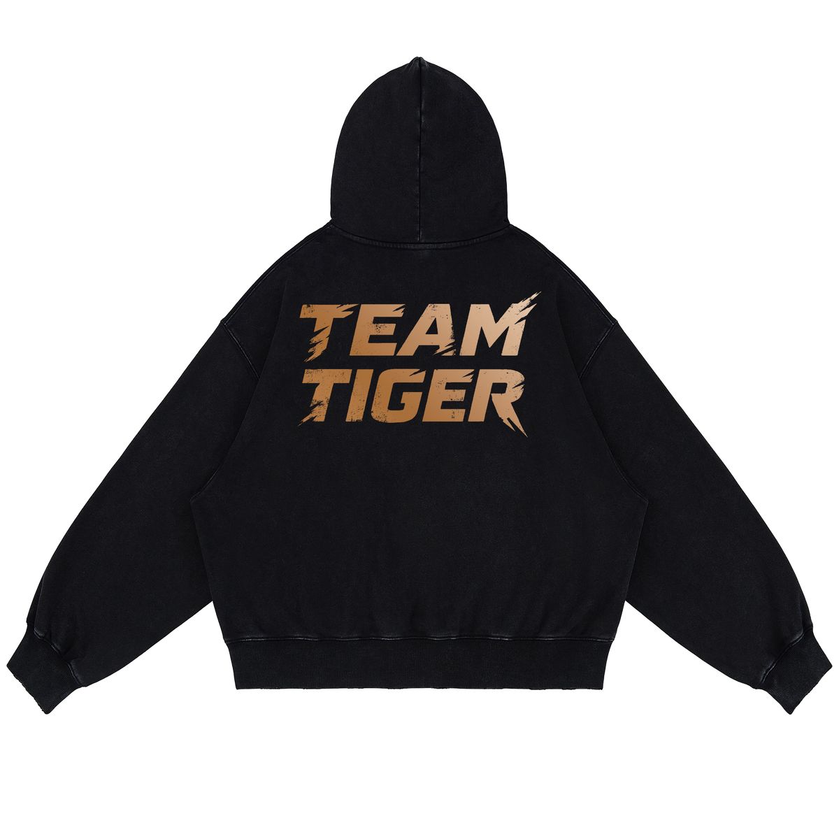 Tiger Johnson Faded Black Distressed Oversized Supporter Hoodie - Back