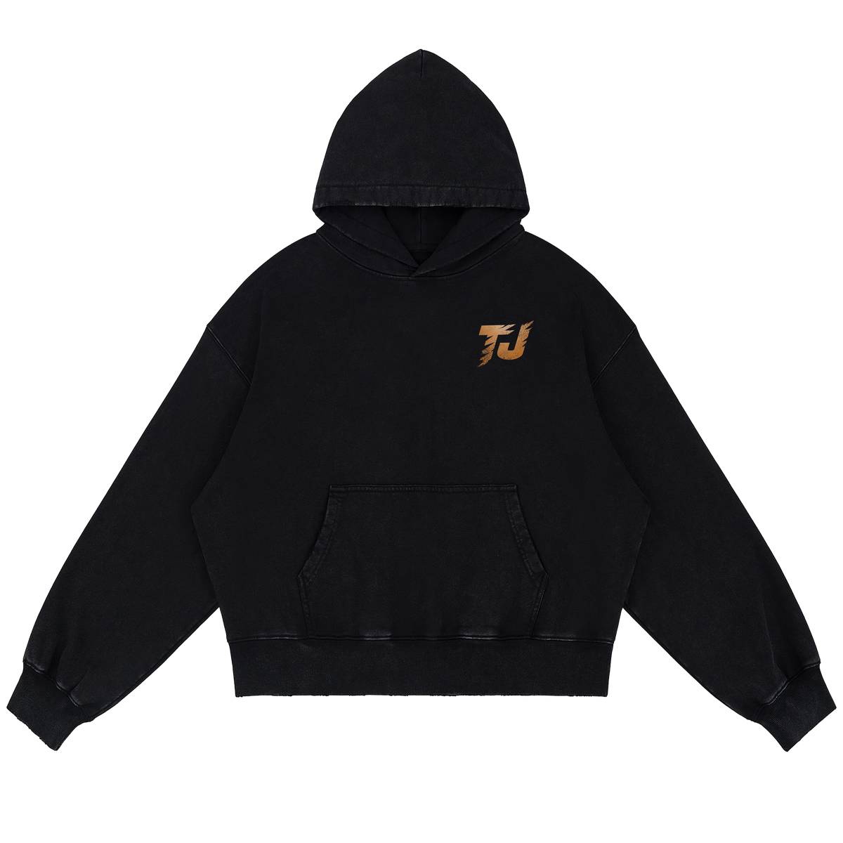 Tiger Johnson Black Washed Oversized Supporter Hoodie - Front